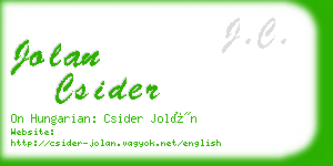 jolan csider business card